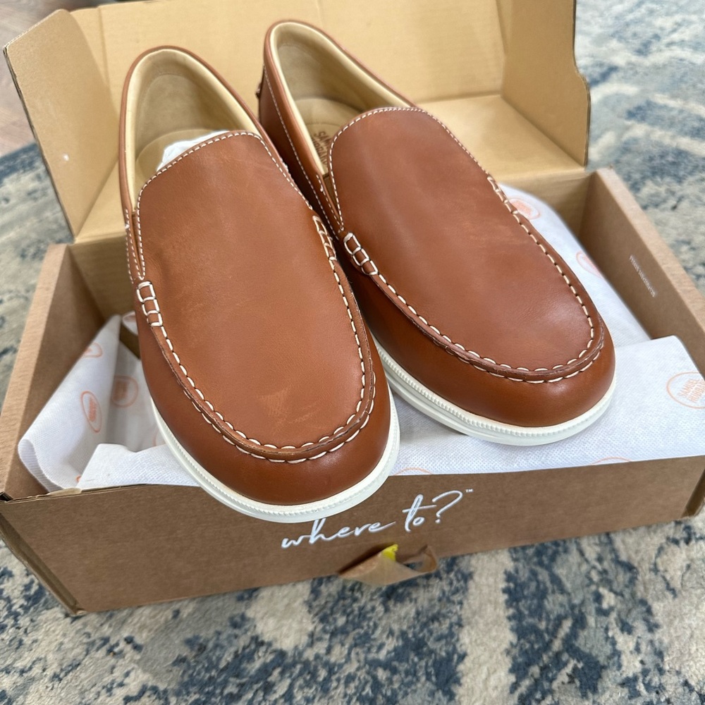 Samuel Hubbard Blue Skies Saddlebag Tan 10 Wide New In Box NIB